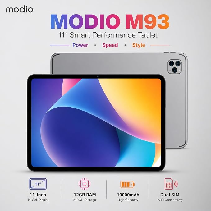 Modio M93 Tablet | 12GB RAM | 512GB Storage