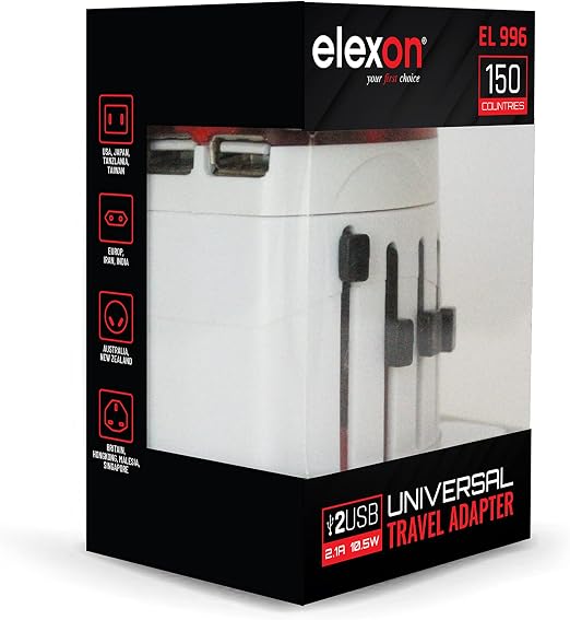 Elexon Universal Travel Adapter – UK | US | Europe | 150 Countries