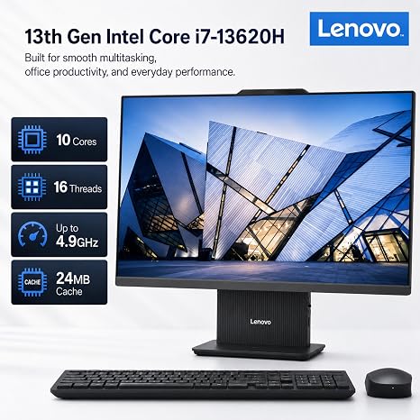 Lenovo IdeaCentre 27-inch All-in-One Core i7 13th Gen, 8GB RAM, 512GB SSD, Non-Touch