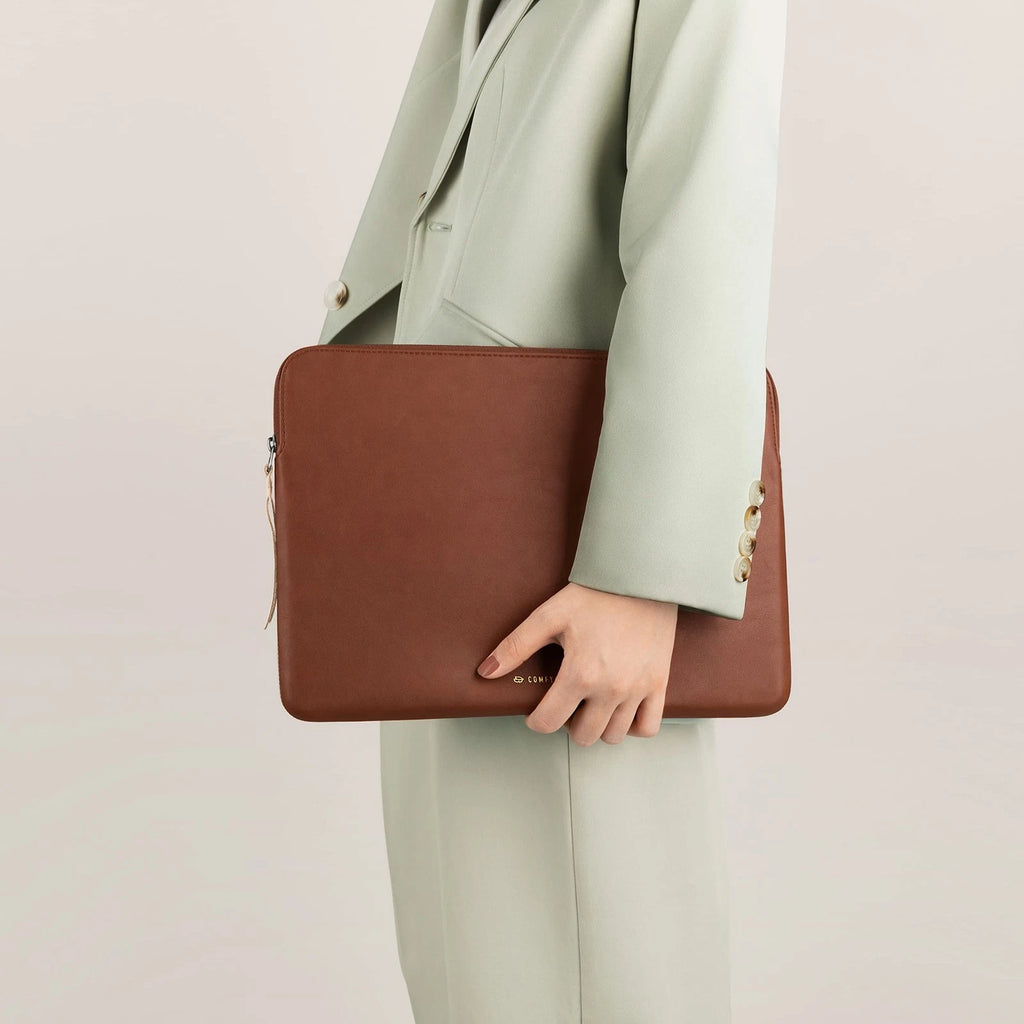 Brown Leather Laptop Sleeve Bag – 14” / 15.6”