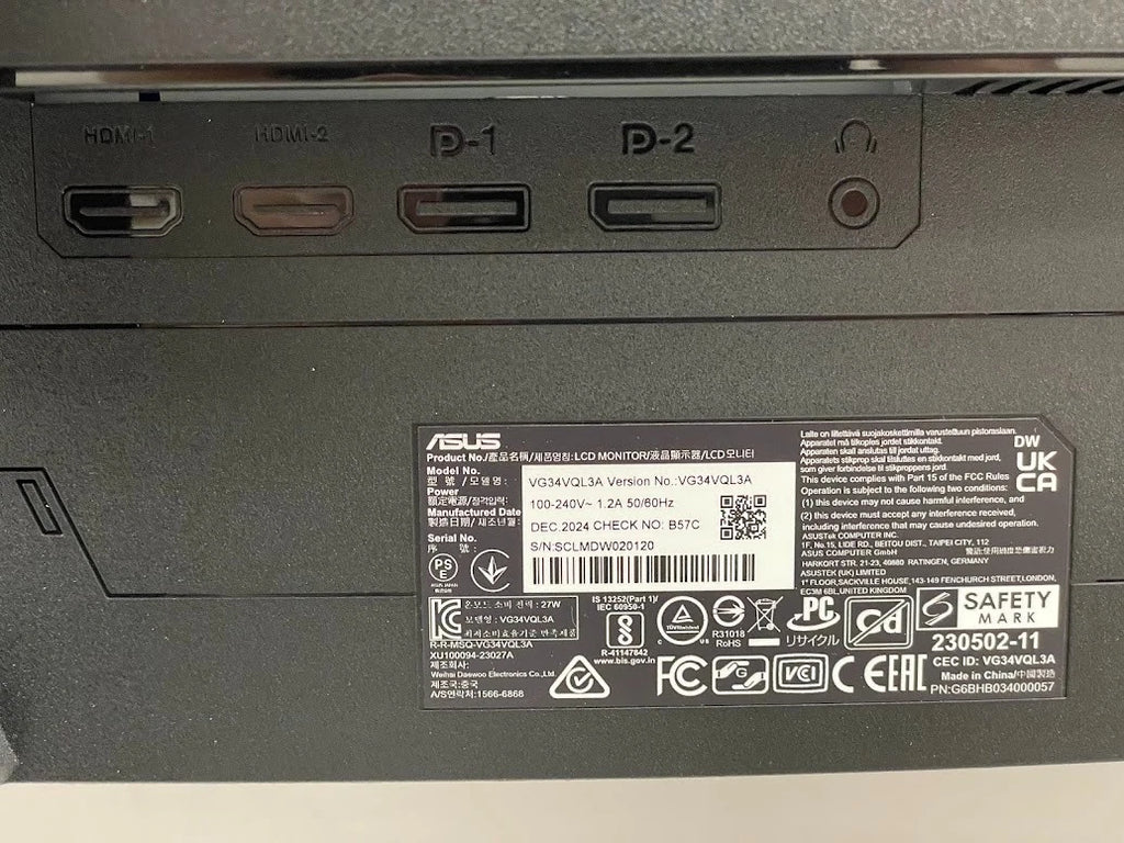 ASUS TUF VG34VQL3A 34" WQHD 180Hz 1ms Gaming Monitor with Speakers