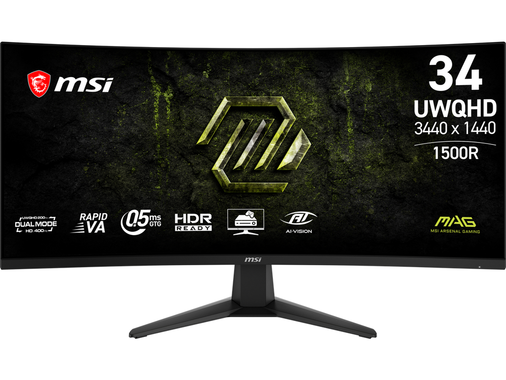 MSI PRO MP341CQW E12 34" UWQHD Curved Monitor 120Hz (White)